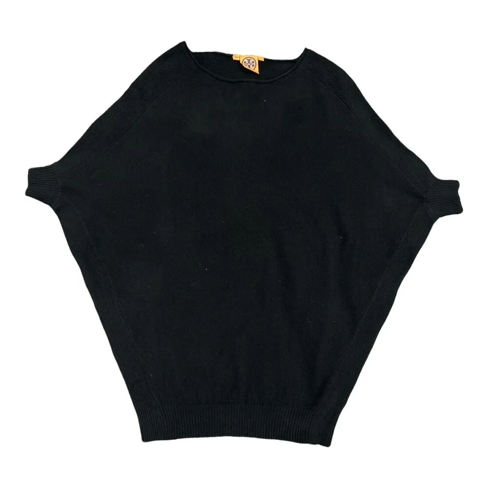 Tory Burch Women Small Sweater Cashmere Black Knit‎ Pullover Dolman Sleeve